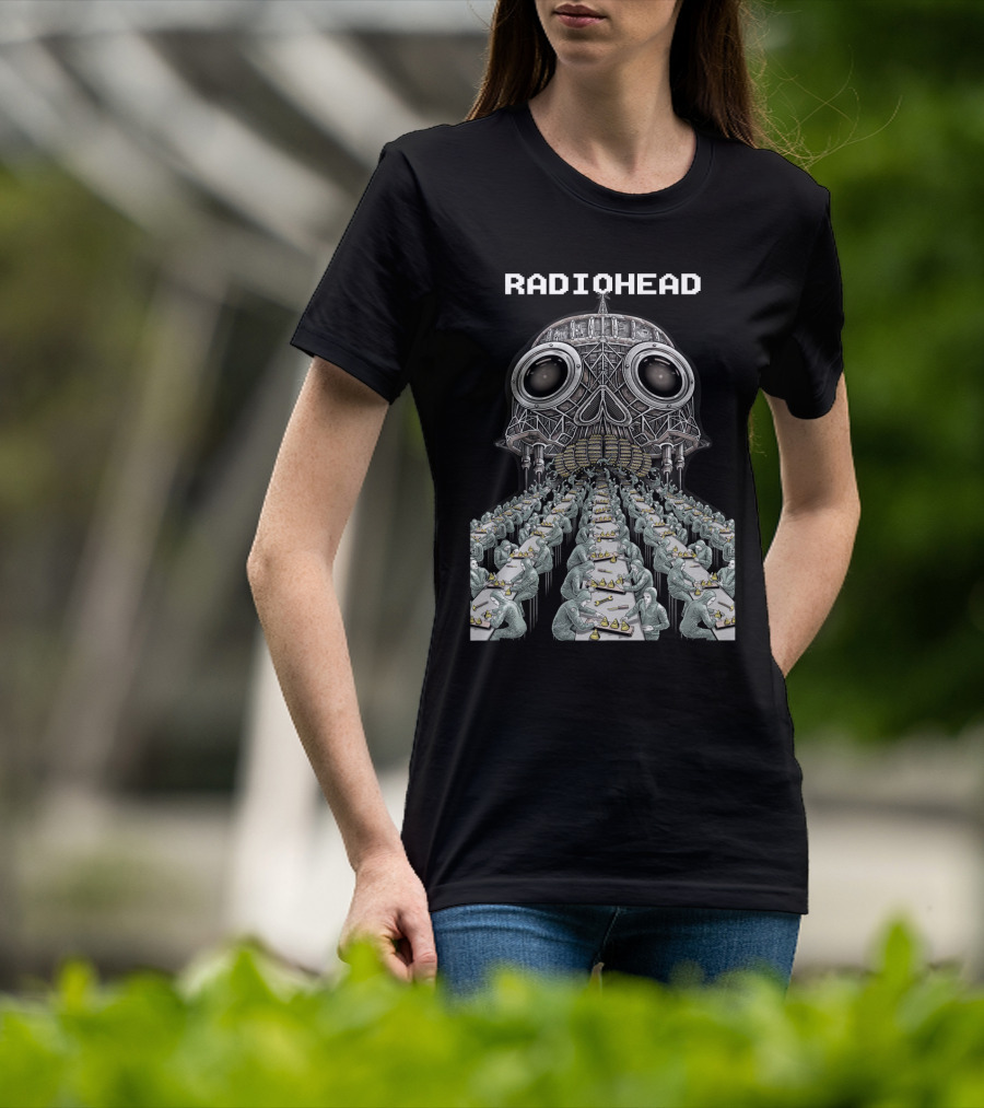 Radiohead Skull Factory Assembly Line Art T-Shirt