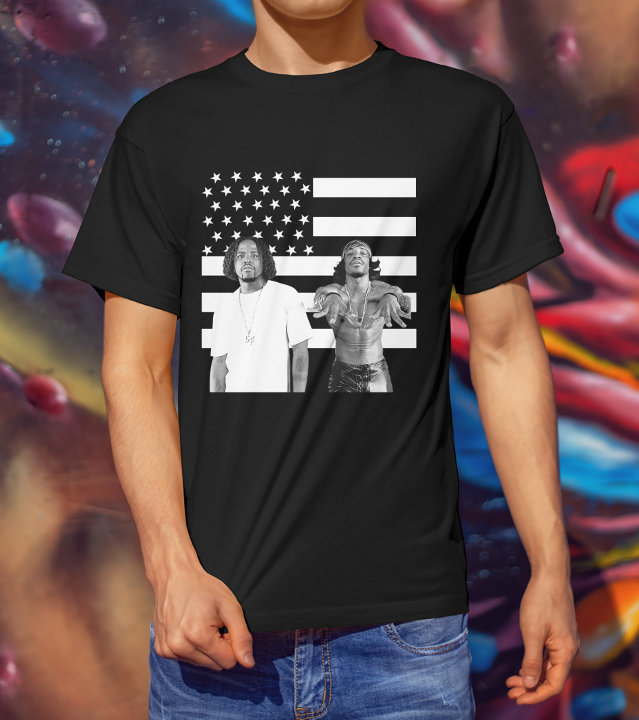Outkast American Flag Style Black And White Duo T-Shirt