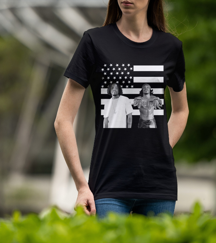 Outkast American Flag Style Black And White Duo T-Shirt