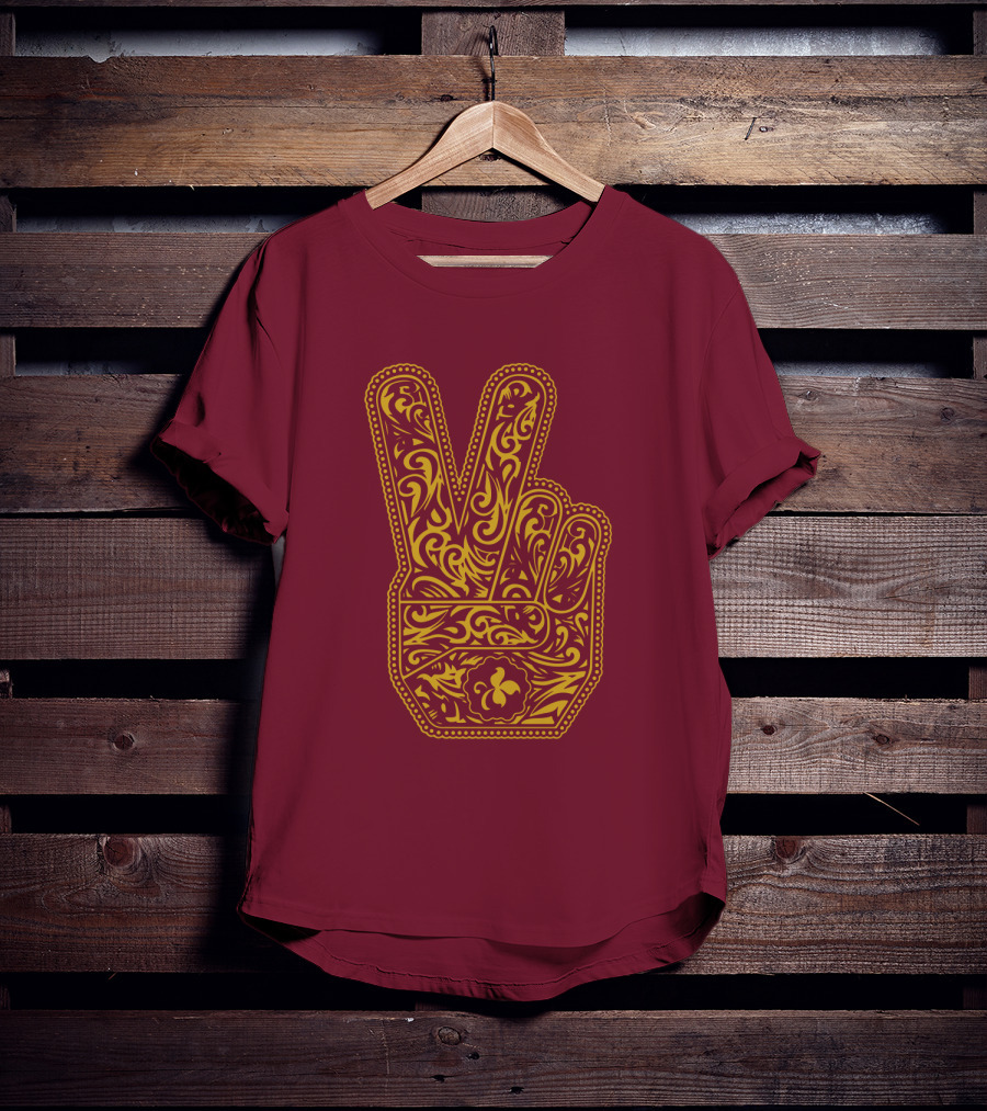 Stp Peace Hand Vintage Ornate Fleur-De-Lis T-Shirt