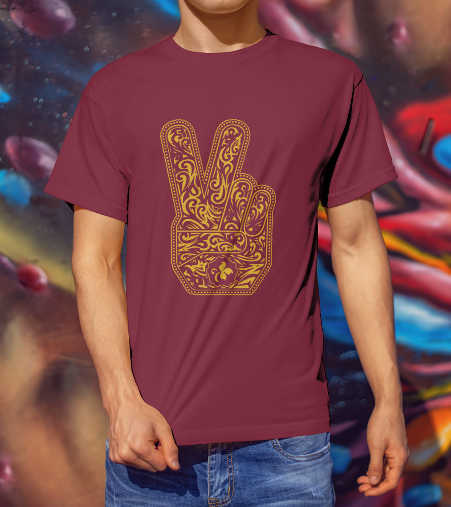 Stp Peace Hand Vintage Ornate Fleur-De-Lis T-Shirt