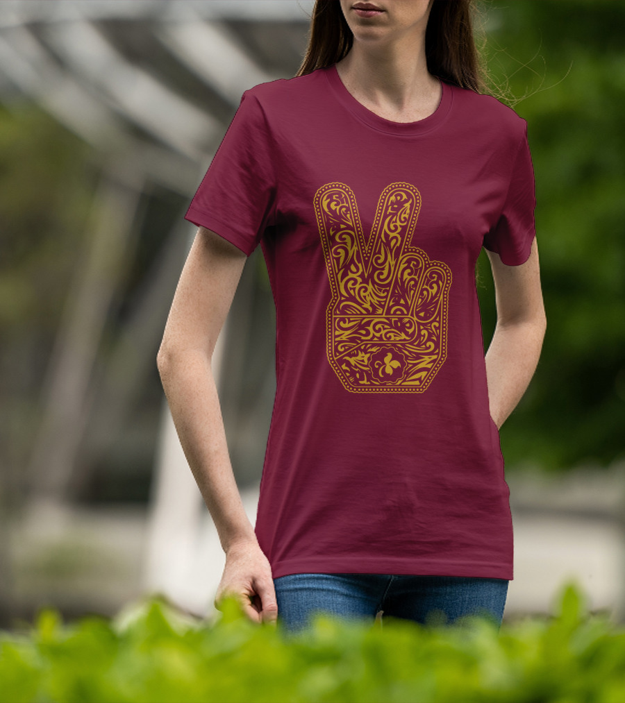 Stp Peace Hand Vintage Ornate Fleur-De-Lis T-Shirt