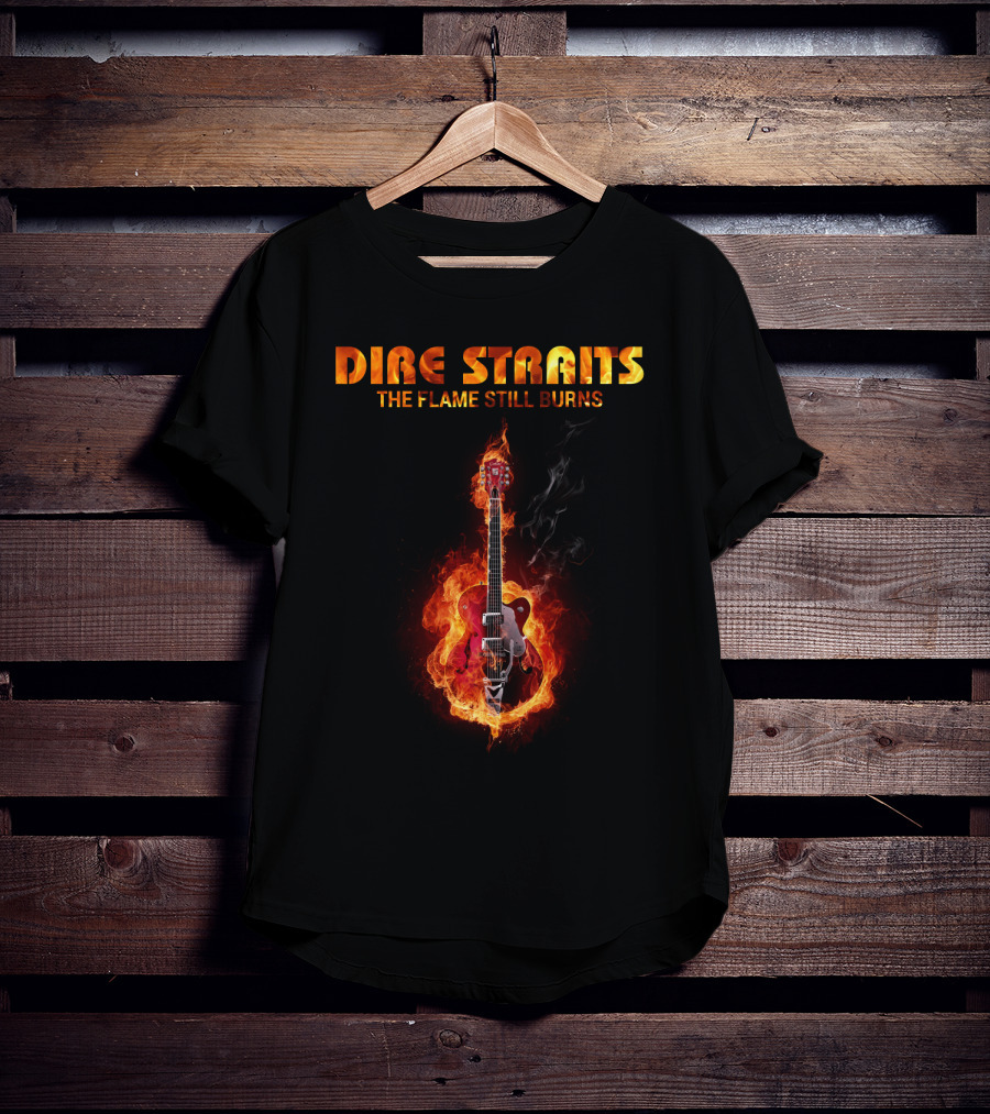 Dire Straits The Flame Still Burns Gibson Les Paul Guitar Inferno T-Shirt