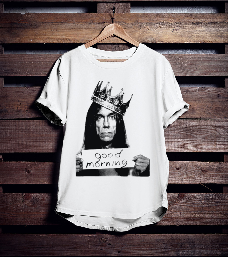 Good Morning Crowned Figure Holding Sign T-Shirt