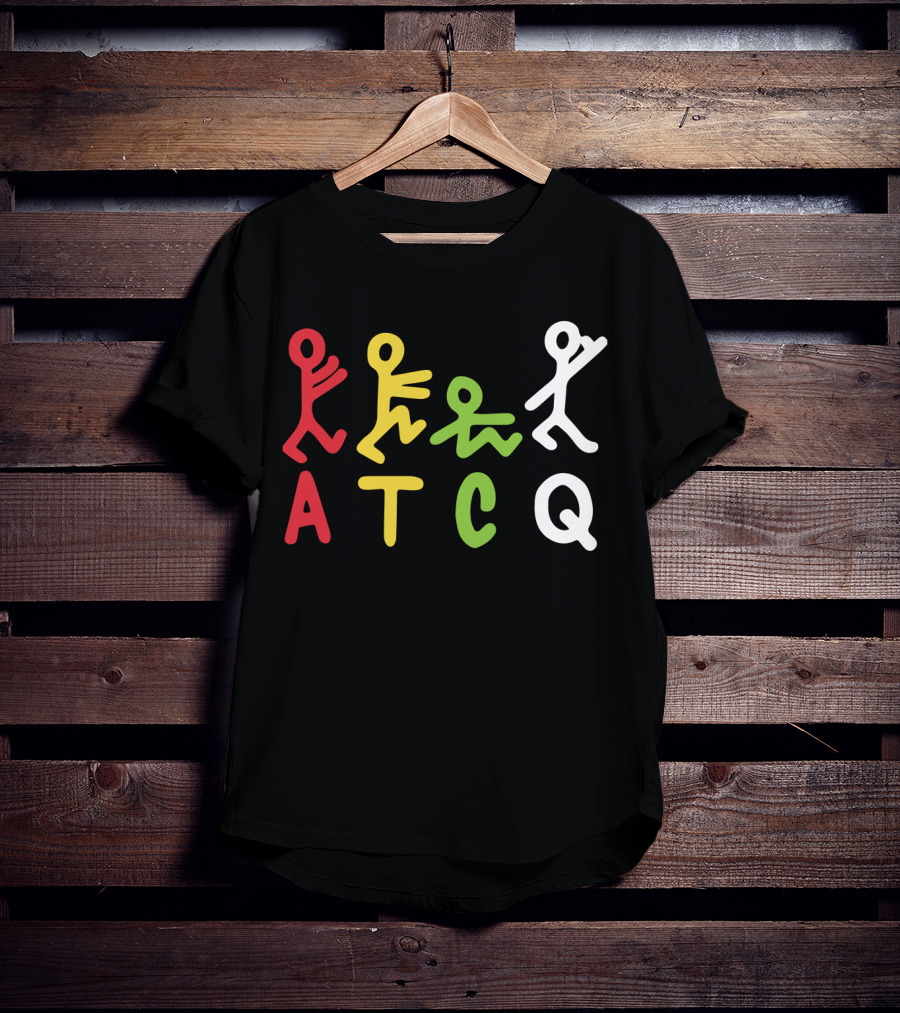 Atcq Abstract Stick Figures Red Yellow Green White T-Shirt