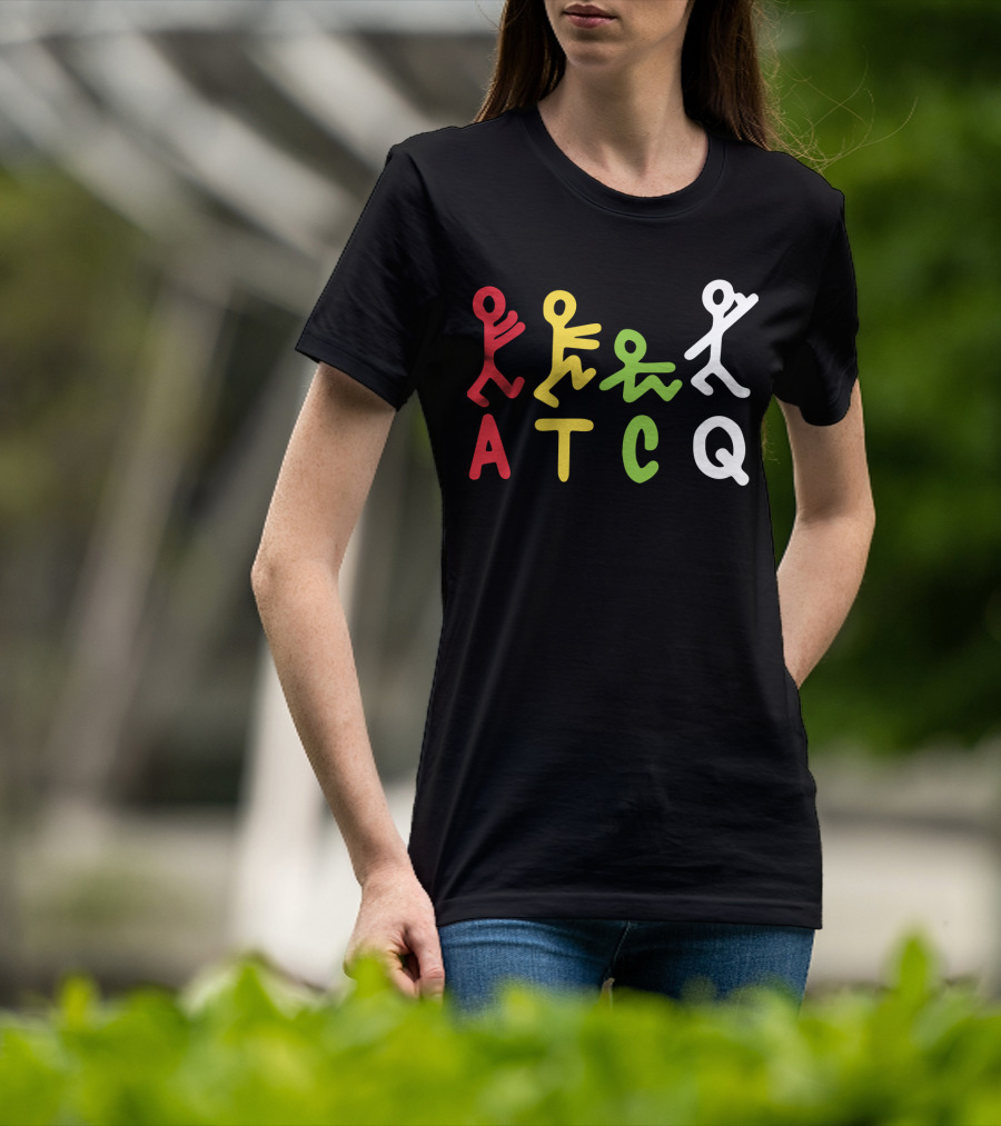 Atcq Abstract Stick Figures Red Yellow Green White T-Shirt