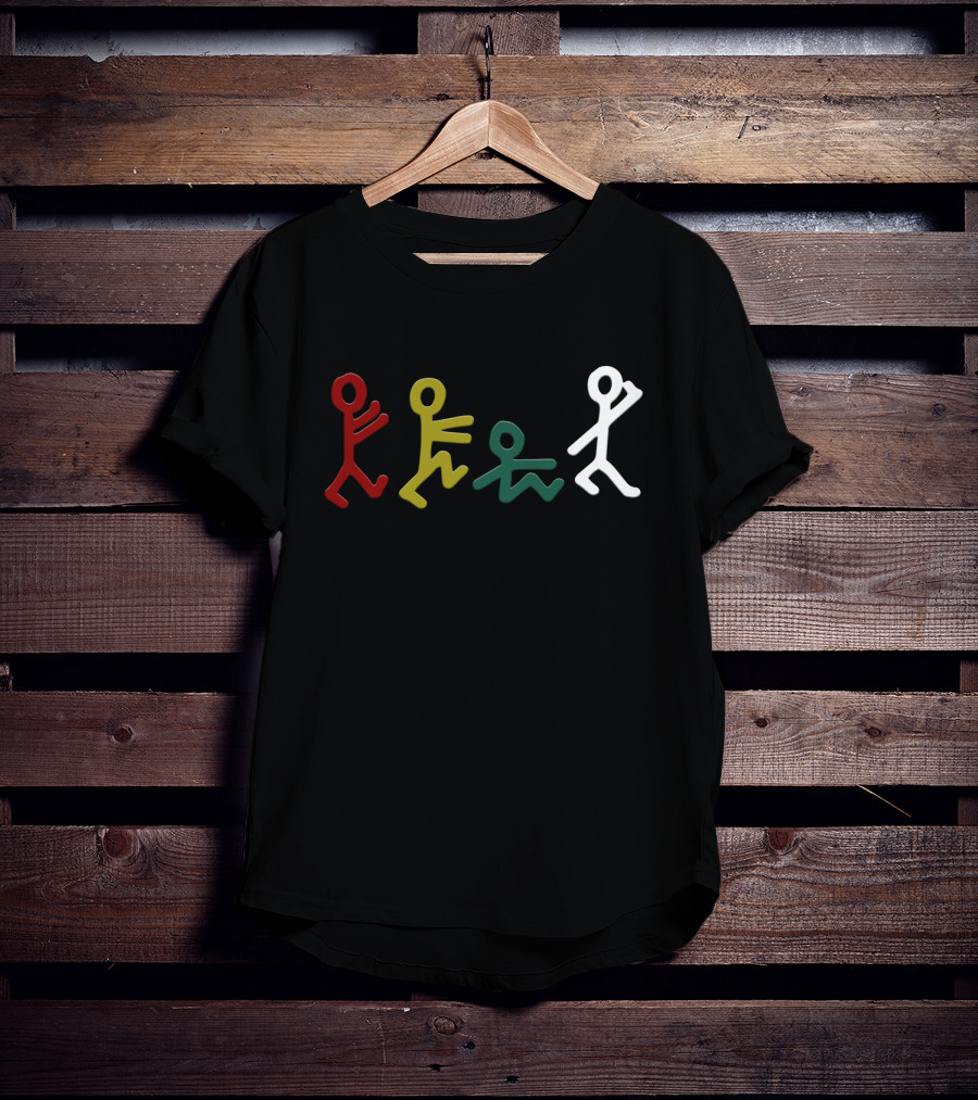 Atcq Stick Figures Red Green Yellow White T-Shirt