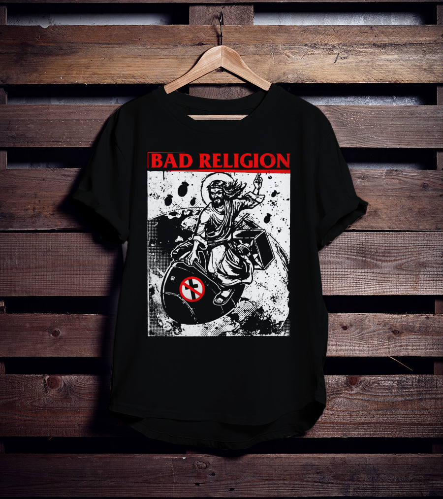 Bad Religion Jesus Riding Bomb Artwork T-Shirt