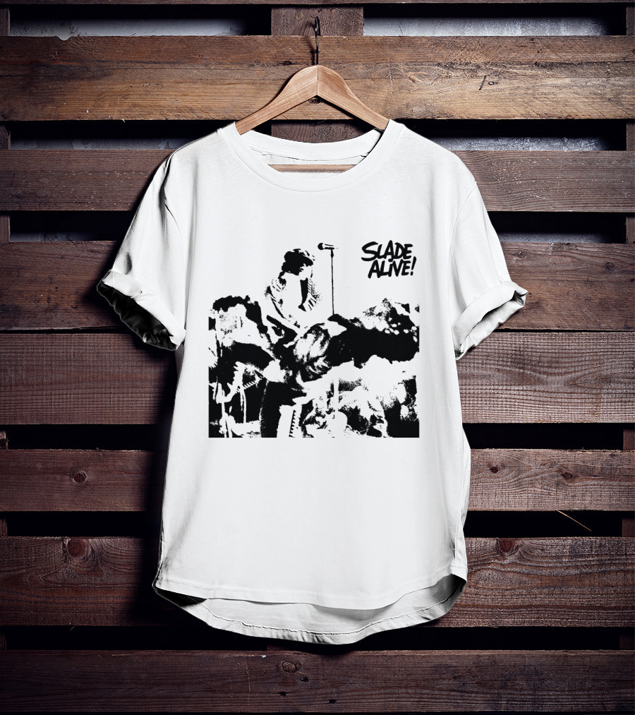 Slade Alive! Retro Concert Photo Black And White T-Shirt