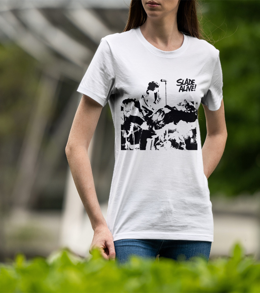 Slade Alive! Retro Concert Photo Black And White T-Shirt