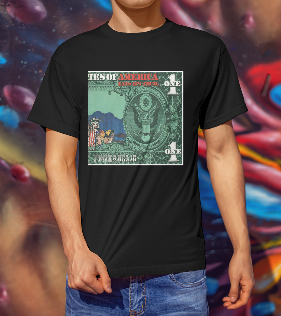 Fkdl United States Of America Eats Its Young Currency Satire T-Shirt