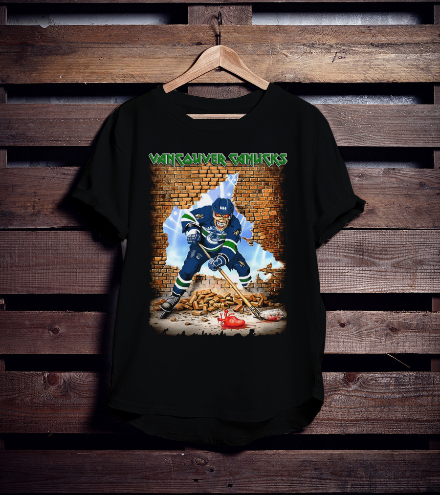 Vancouver Canucks Zombie Player Breaking Through Wall T-Shirt
