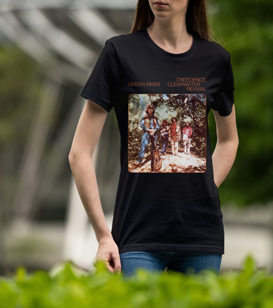 Creedence Clearwater Revival Green River Album Cover Group Photo T-Shirt