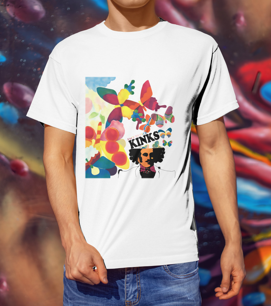 The Kinks Face To Face Colorful Butterflies And Psychedelic T-Shirt