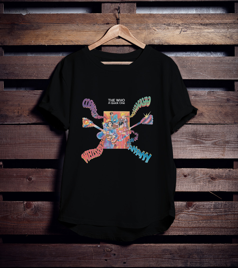The Who A Quick One Colorful Band Members Cartoon Text Explosion T-Shirt