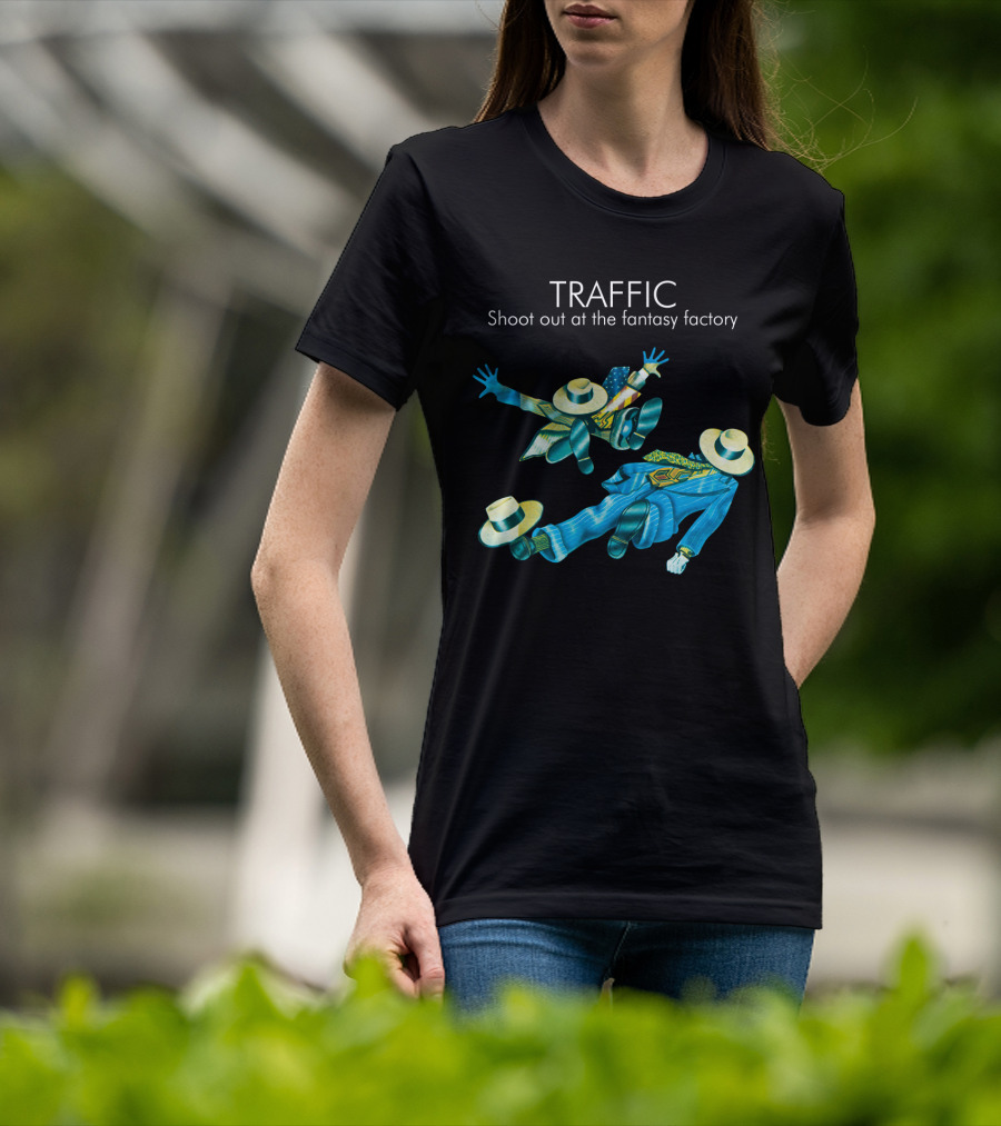 Traffic Shoot Out At The Fantasy Factory Psychedelic Figures Floating With Hats And Suits T-Shirt