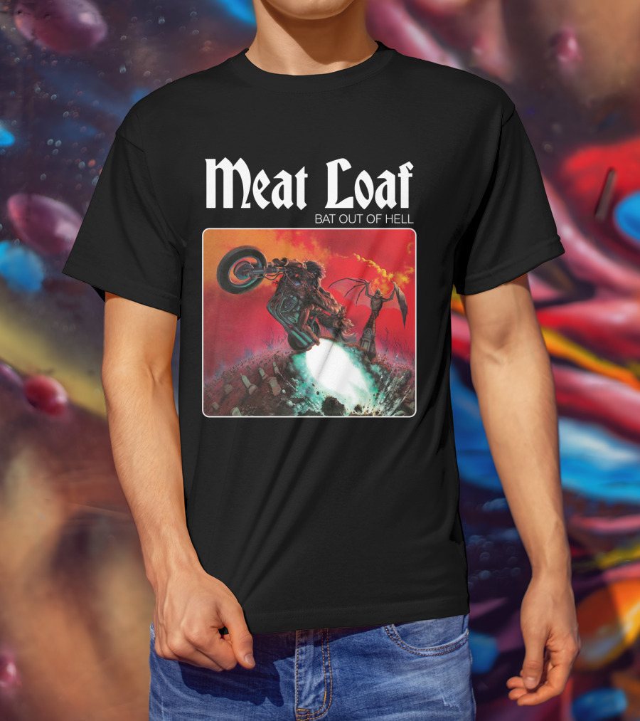 Meat Loaf Bat Out Of Hell Motorcycle And Bat T-Shirt