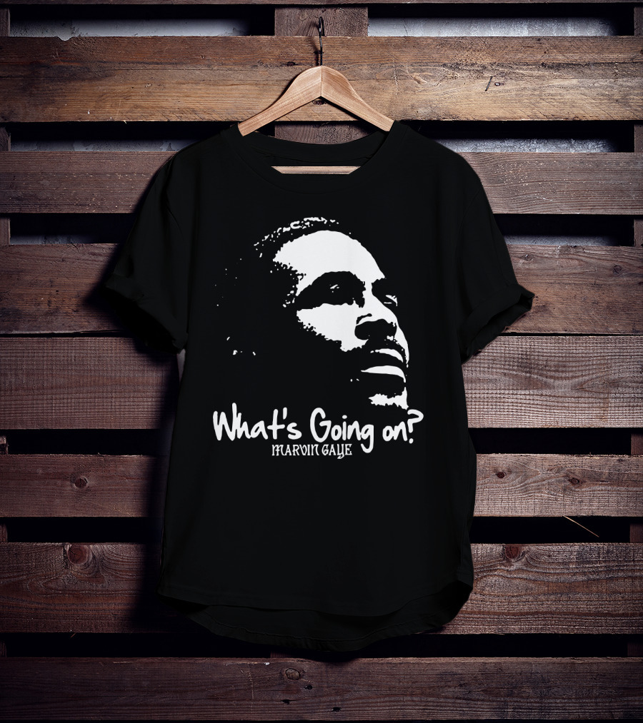 Marvin Gaye What's Going On 1971 Album Cover Art Iconic Black And White Silhouette T-Shirt