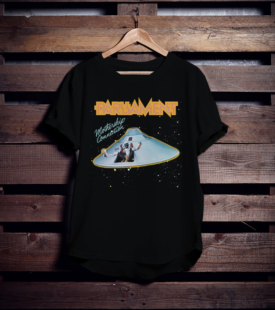 Parliament Funkadelic Mothership Connection Album Cover Iconic Spaceship T-Shirt