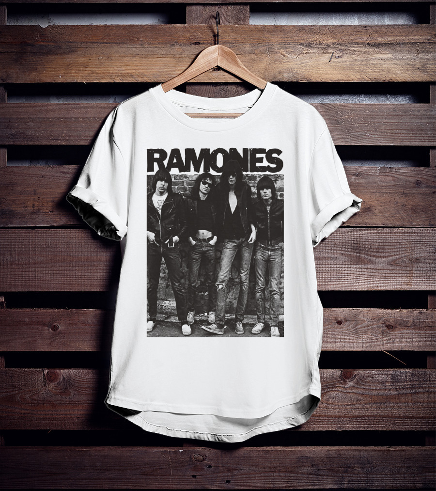 Ramones Black And White Band Photo Iconic Punk Rock Group T-Shirt
