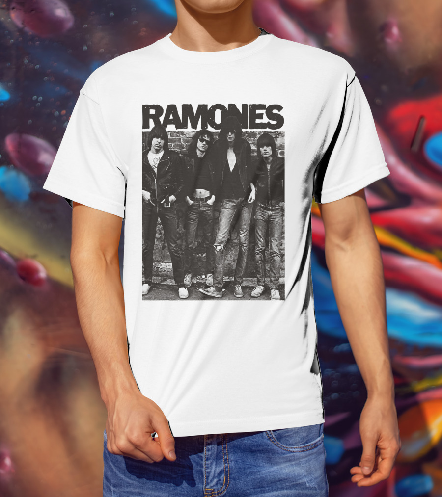 Ramones Black And White Band Photo Iconic Punk Rock Group T-Shirt