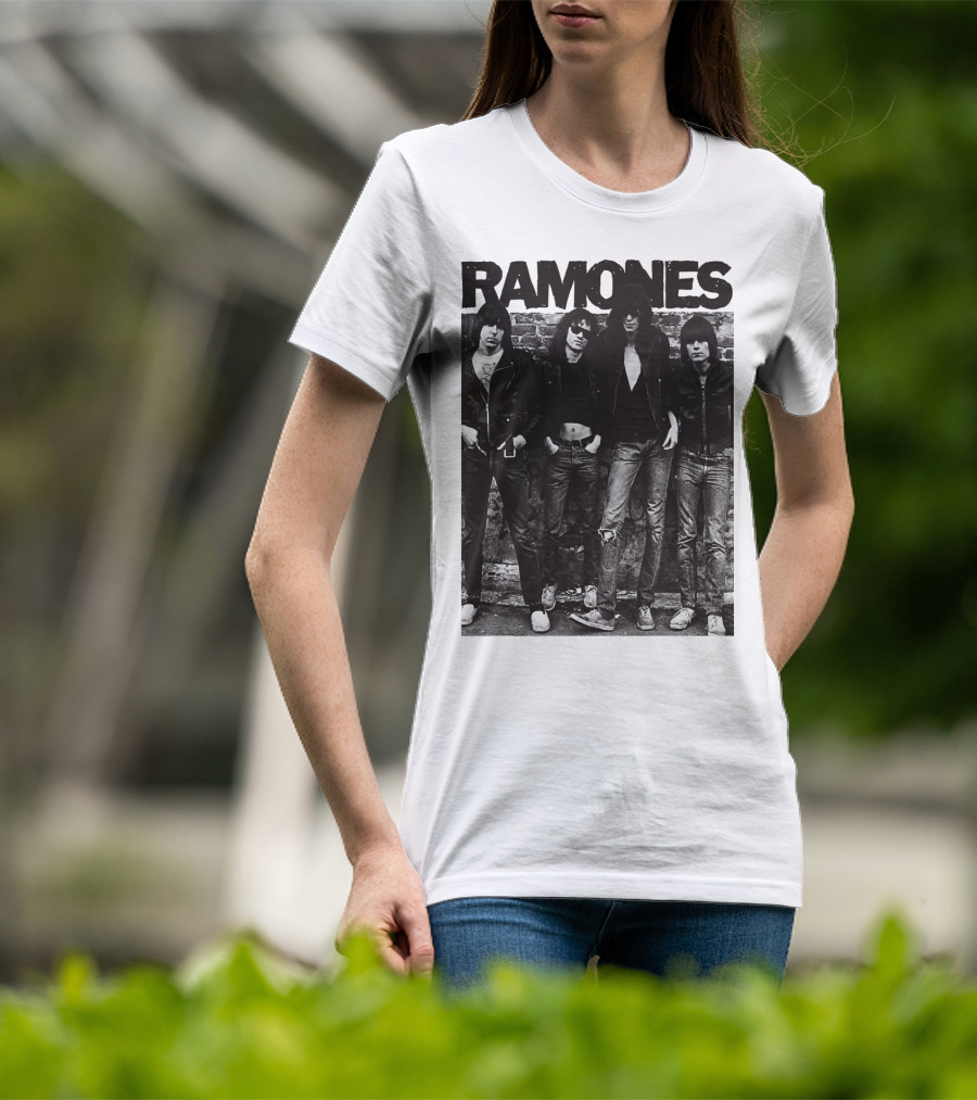 Ramones Black And White Band Photo Iconic Punk Rock Group T-Shirt