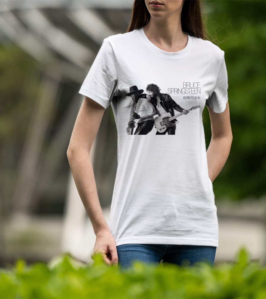 Bruce Springsteen Born To Run Album Cover Clarence Clemons Saxophone And Guitar T-Shirt