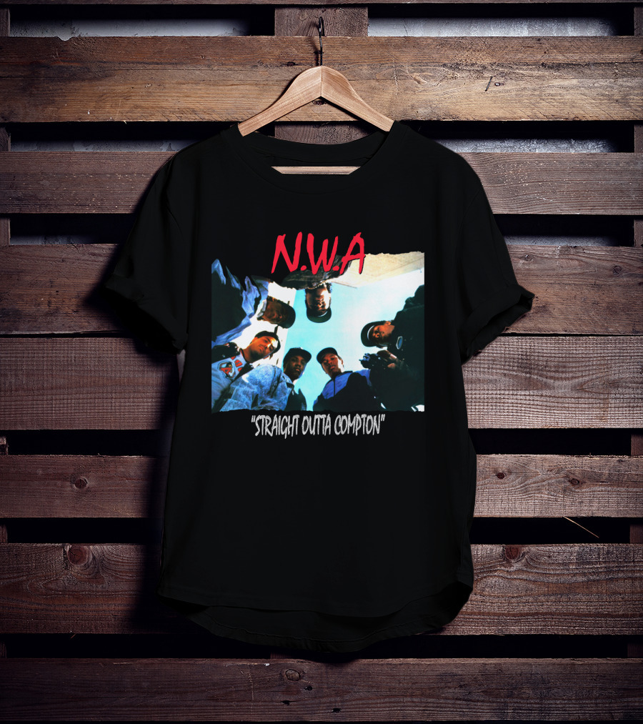 N.w.a Straight Outta Compton Black Crew Portrait 90S Style T-Shirt