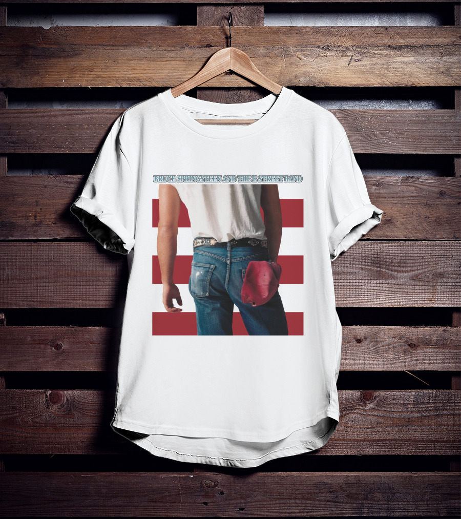 Bruce Springsteen And The E Street Band Born In The U.S.A. Denim Red Cap Stripes Iconic Album Cover T-Shirt