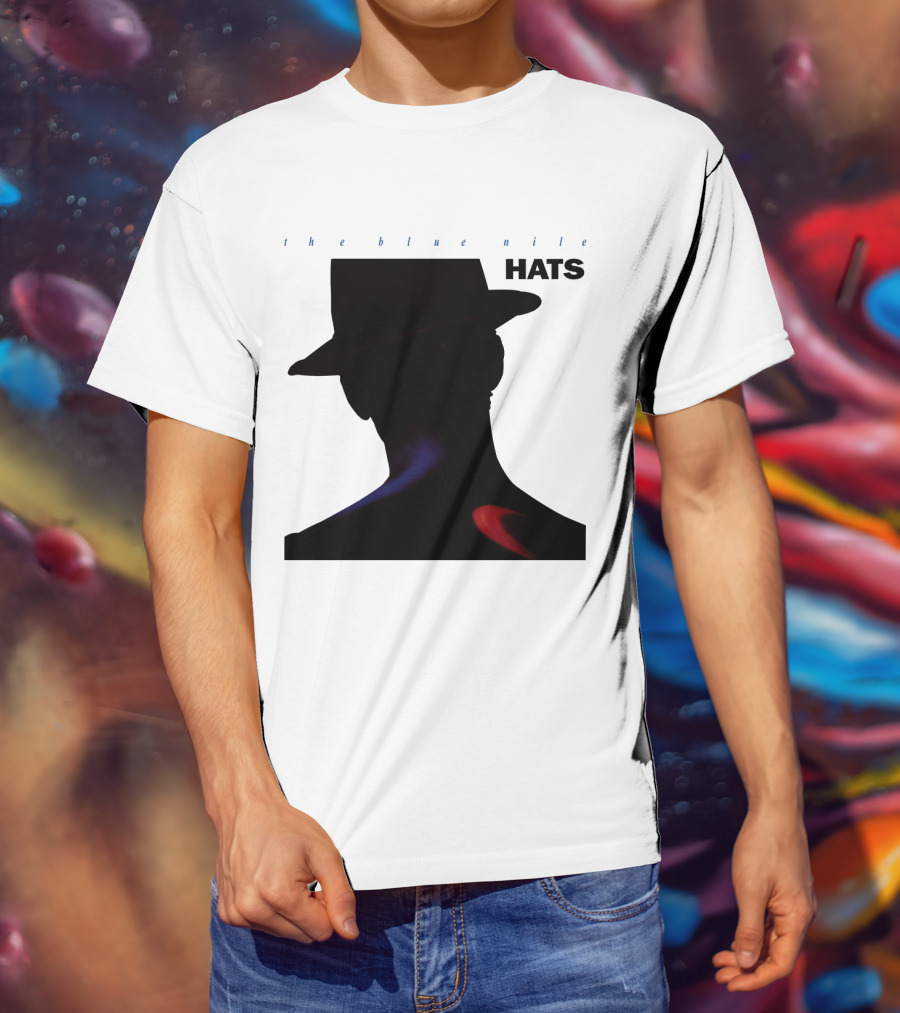 The Blue Nile Hats Silhouette With Hat In Black And Blue Accents T-Shirt
