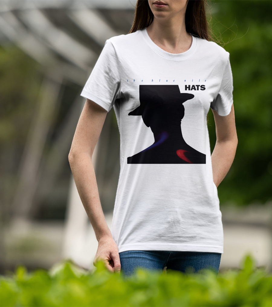 The Blue Nile Hats Silhouette With Hat In Black And Blue Accents T-Shirt
