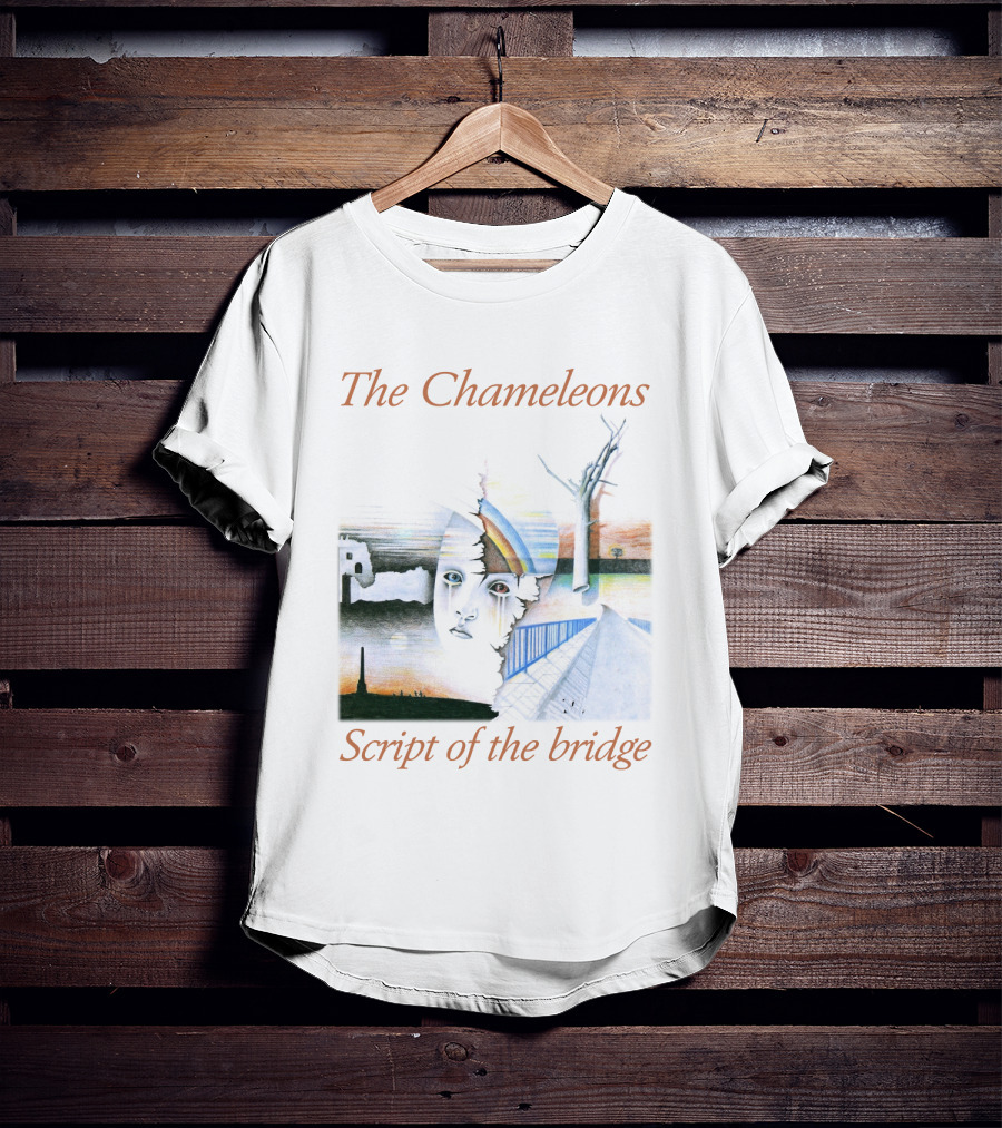 The Chameleons Script Of The Bridge Abstract Face And Landscape Art With Trees And Structures T-Shirt