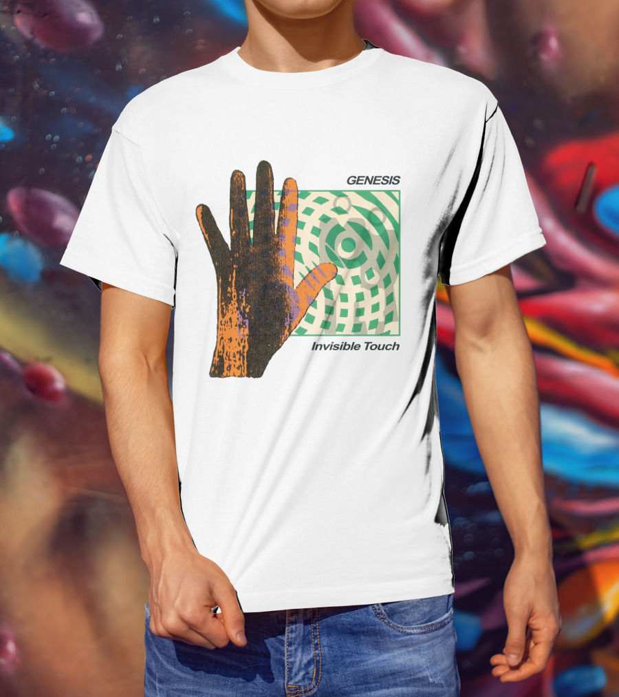 Genesis Invisible Touch Album Cover Art Hand Green T-Shirt