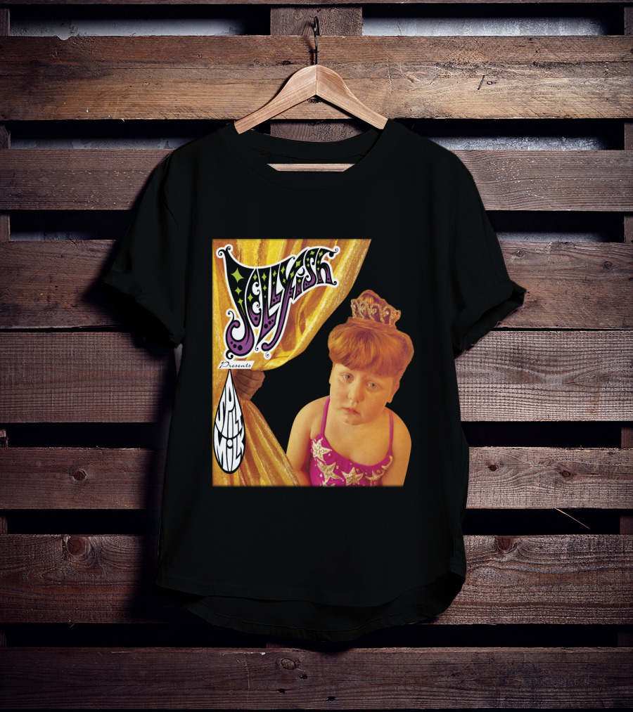 Jellyfish Presents Spilt Milk Girl With Tiara And Curtain T-Shirt