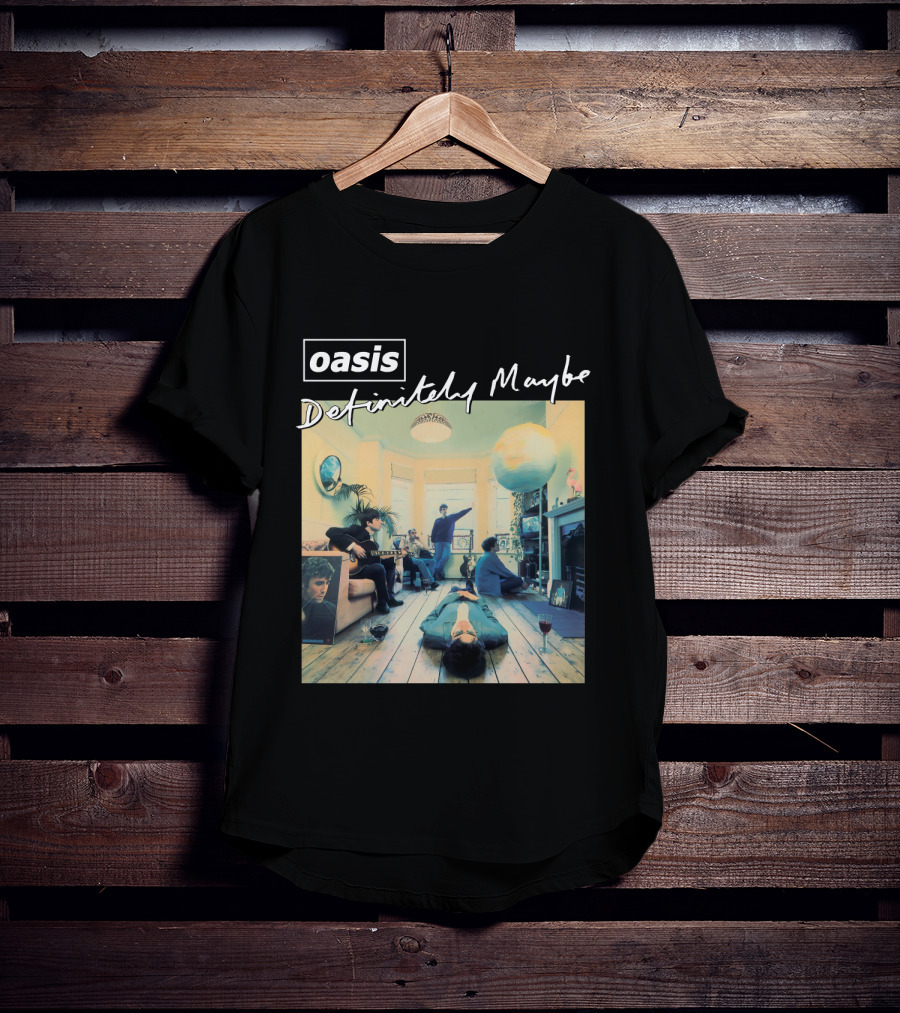 Oasis Definitely Maybe Album Cover Iconic Band Room Scene T-Shirt