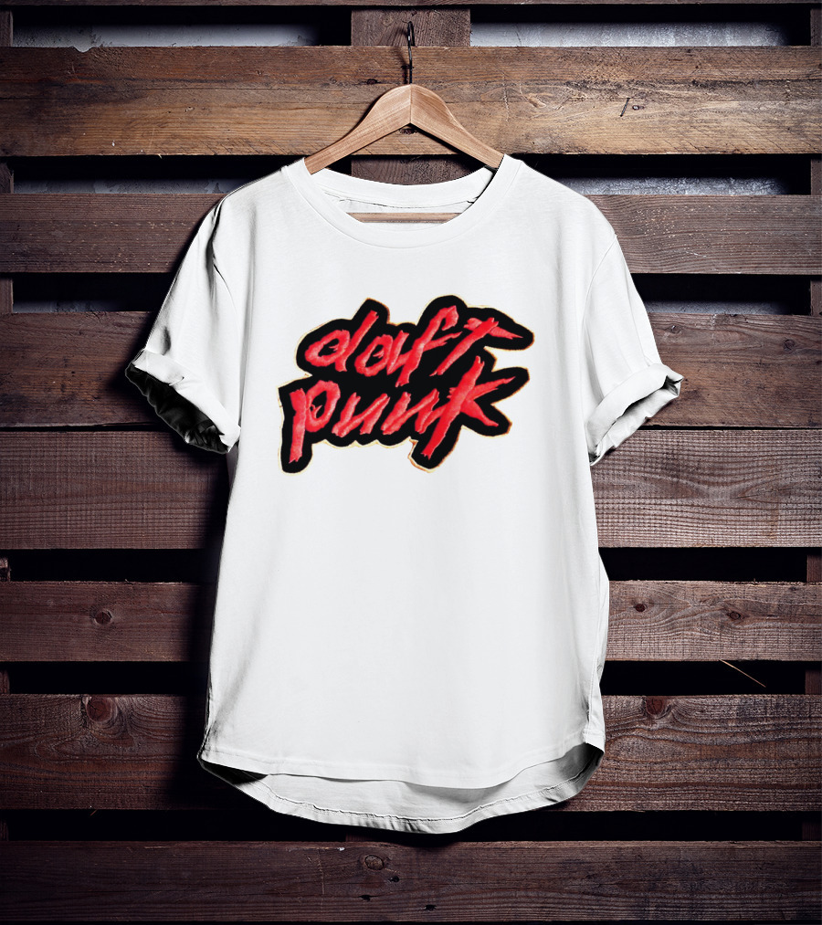 Daft Punk Logo Red Stylized Text T-Shirt