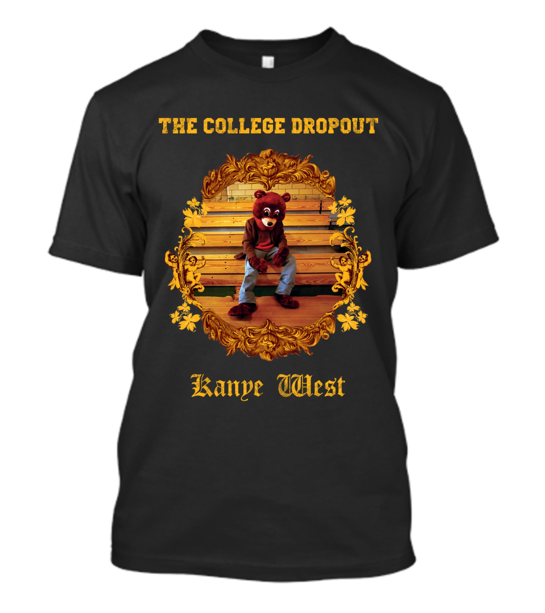 Kanye West The College Dropout Bear Bench Gold Frame T-Shirt