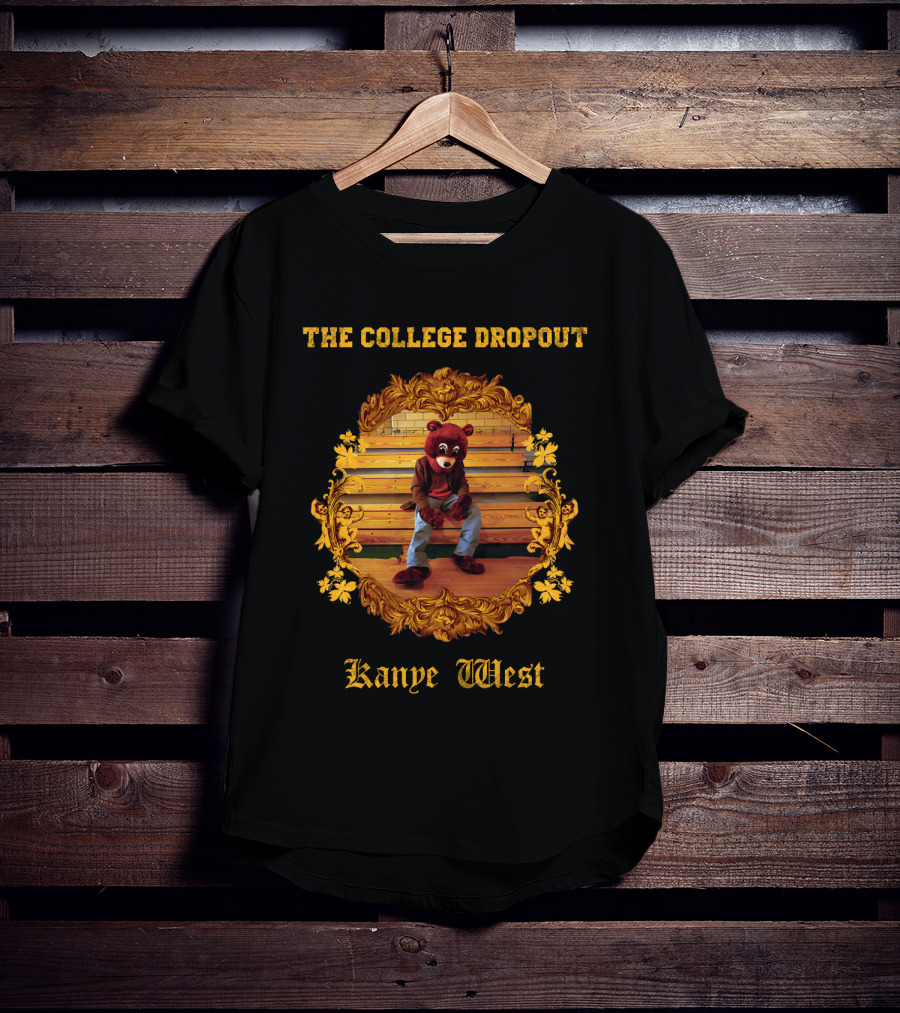Kanye West The College Dropout Bear Bench Gold Frame T-Shirt