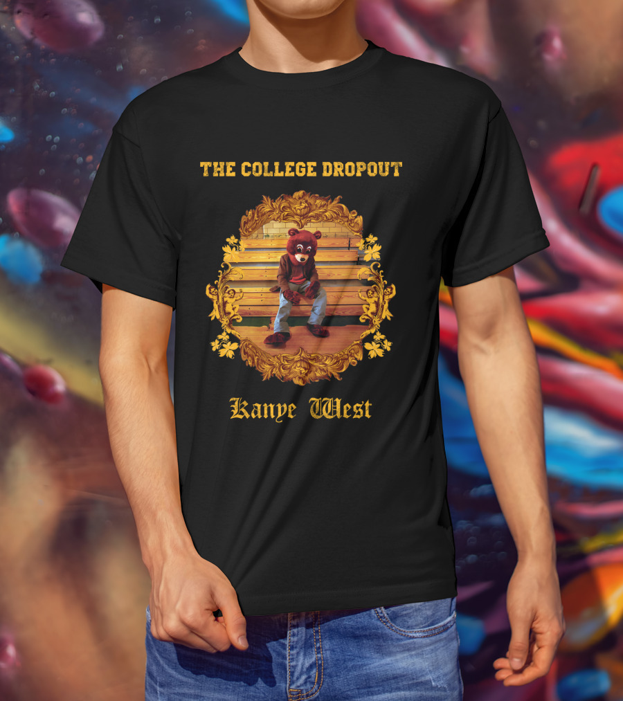 Kanye West The College Dropout Bear Bench Gold Frame T-Shirt