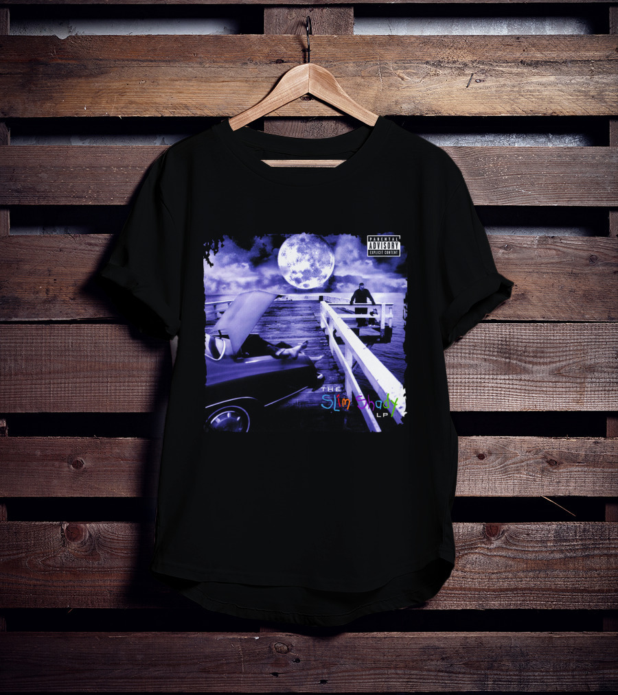 Eminem The Slim Shady LP Explicit Content Dark Purple Pier Moon T-Shirt
