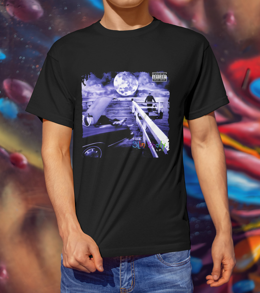Eminem The Slim Shady LP Explicit Content Dark Purple Pier Moon T-Shirt