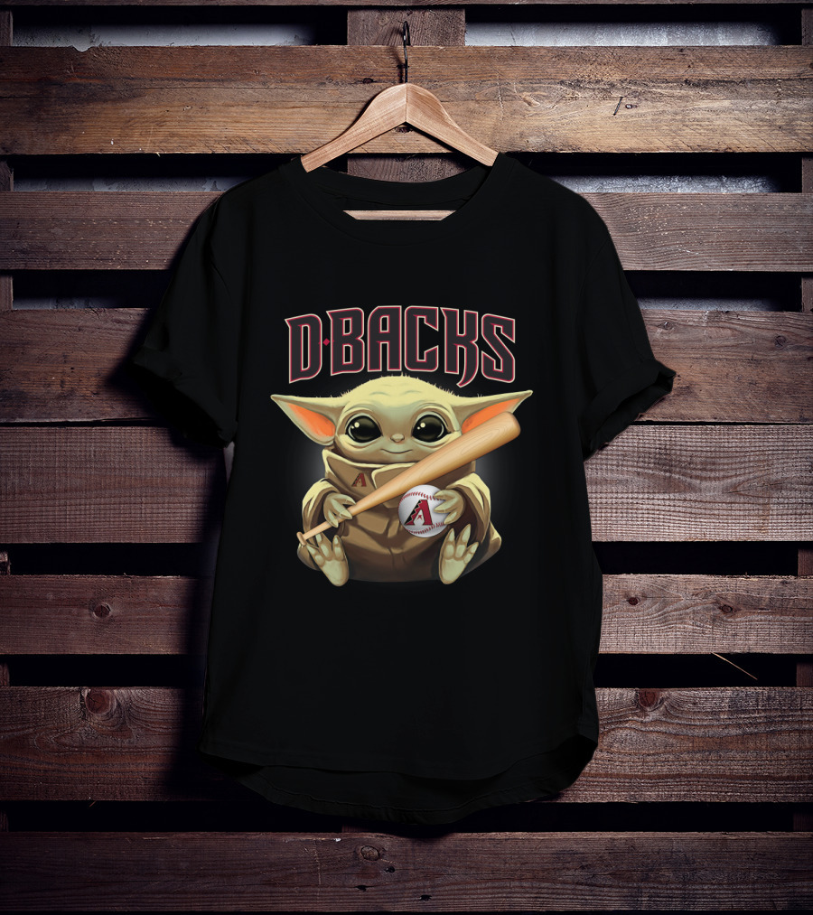 D-Backs Baby Yoda Holding Baseball Bat And Ball T-Shirt