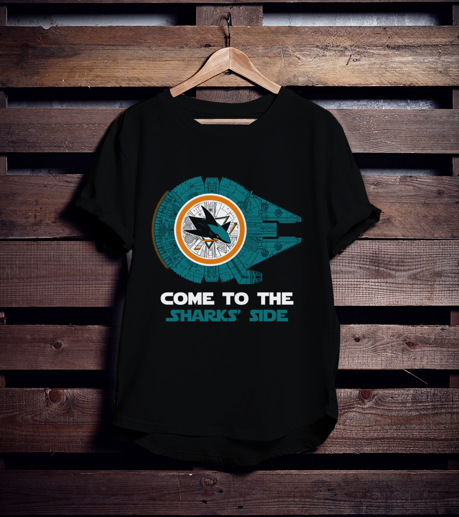 Come To The Sharks' Side San Jose Sharks Millennium Falcon T-Shirt