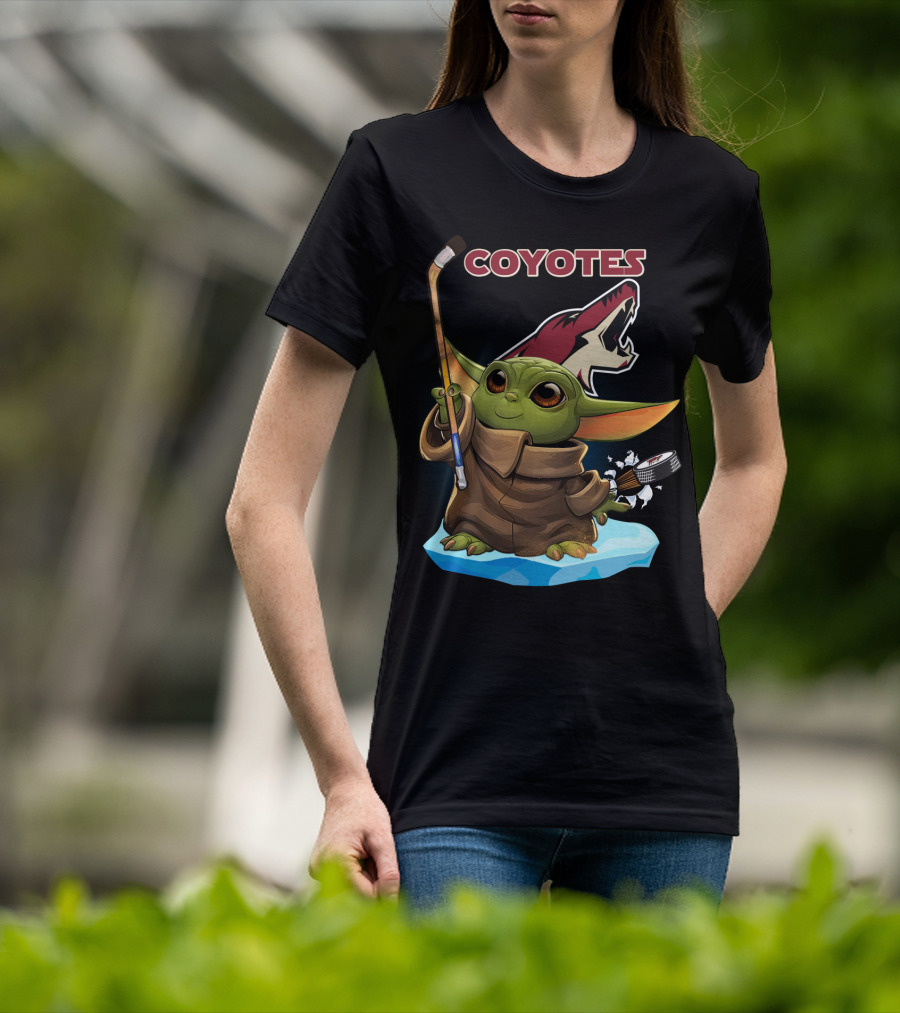 Baby Yoda Coyotes Hockey Fan Art Arizona Team T-Shirt
