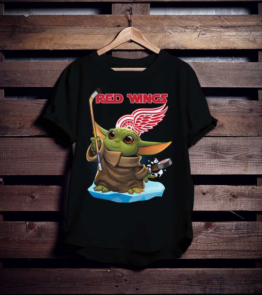 Red Wings Baby Yoda Hockey T-Shirt