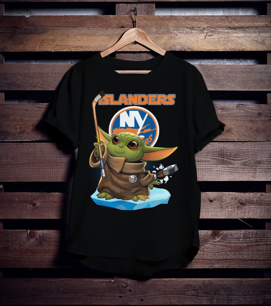 New York Islanders Baby Yoda NY NHL Hockey Puck T-Shirt