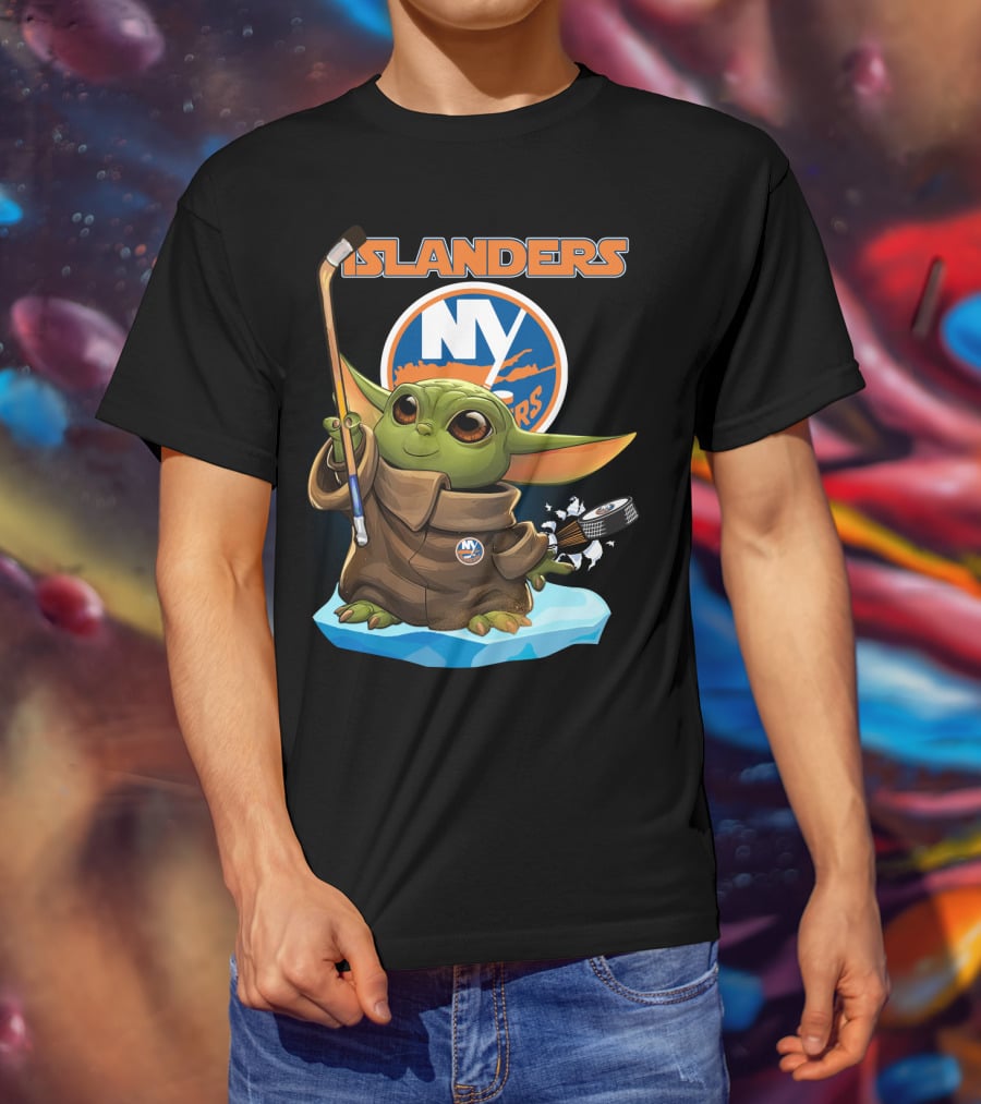 New York Islanders Baby Yoda NY NHL Hockey Puck T-Shirt