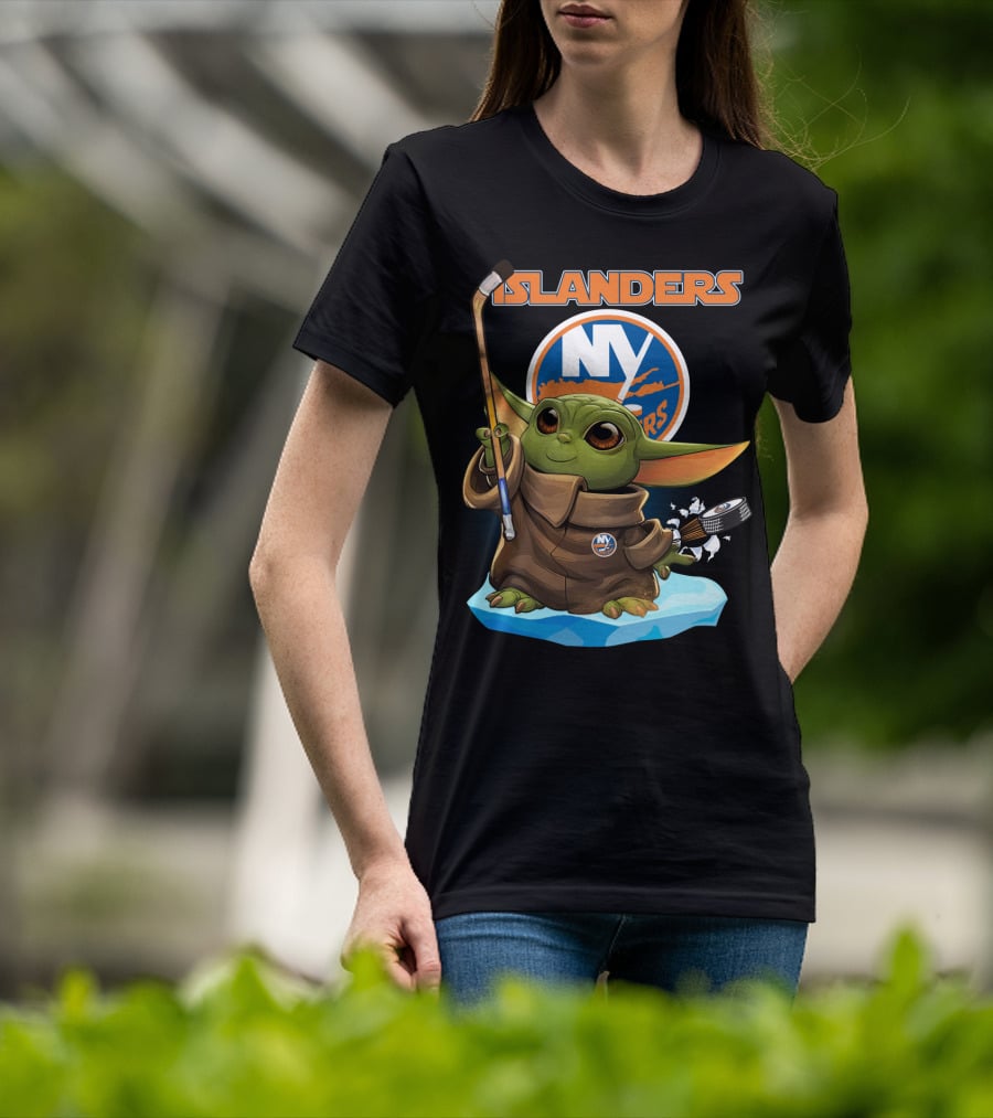 New York Islanders Baby Yoda NY NHL Hockey Puck T-Shirt