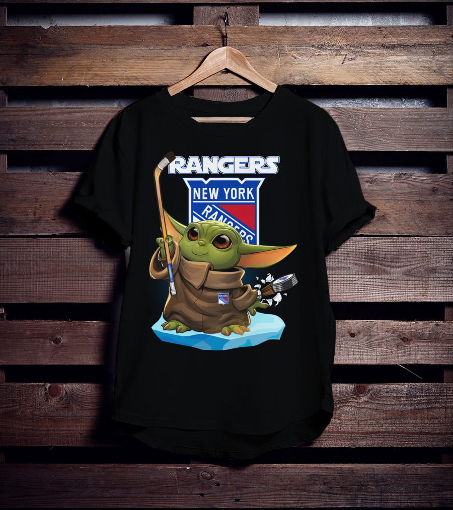 New York Rangers Baby Yoda Hockey NHL T-Shirt