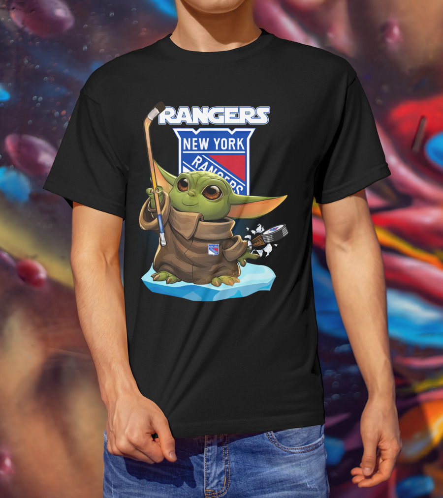 New York Rangers Baby Yoda Hockey NHL T-Shirt